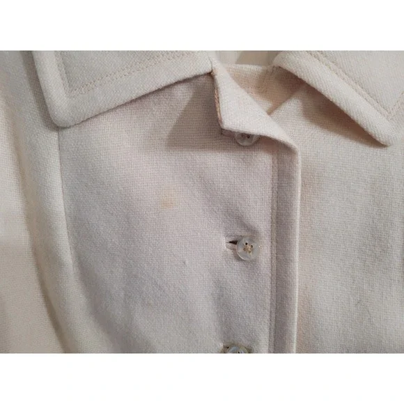 Vintage The Travelaire Cream Wool Button Split Cuff Union Made Dress Coat Sz 16 - Picture 5 of 16